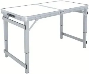 Portable Outdoor Folding Table for Camping and Picnics, Adjustable Height, Lightweight Aluminum, Beige and Silver Gray
