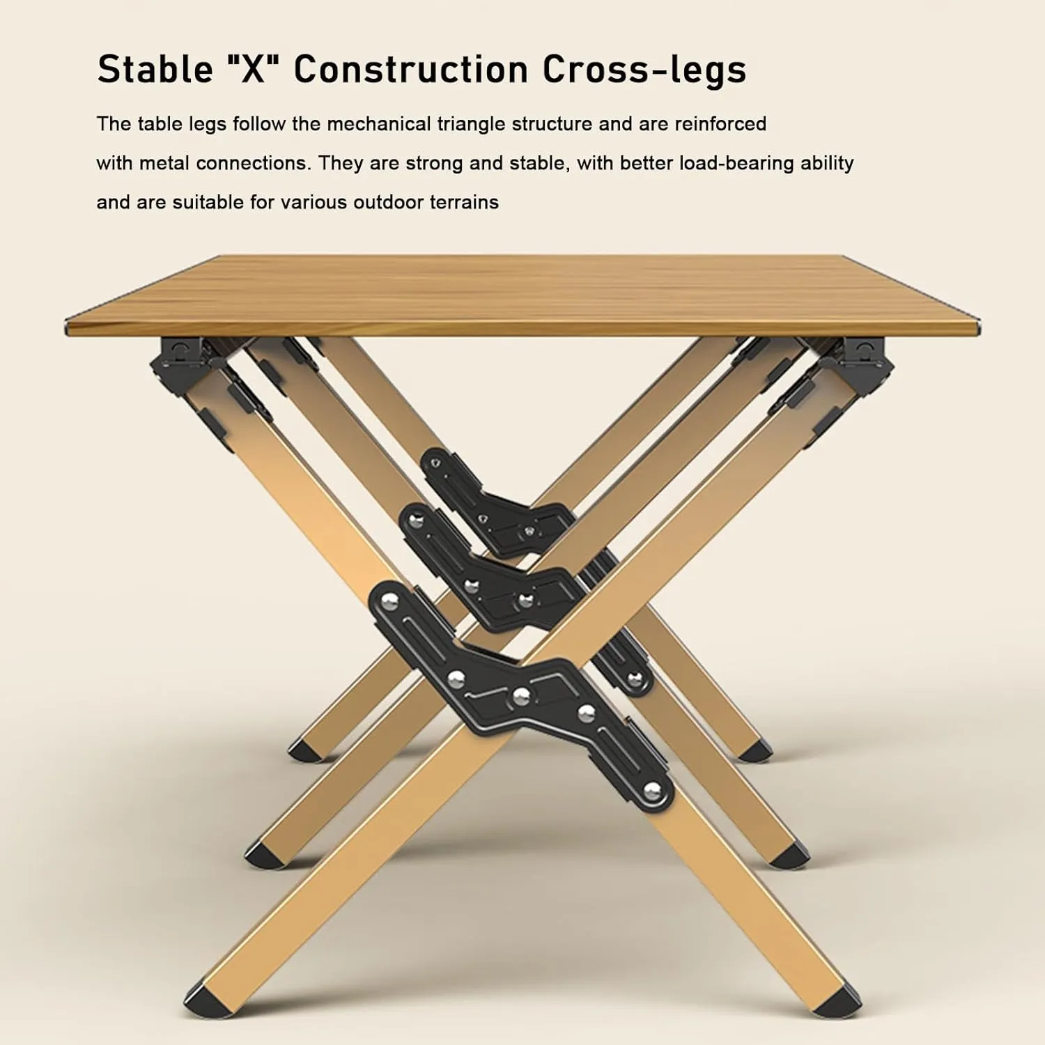 Portable Roll Up Camping Table, Ultralight Aluminum Folding Picnic Table with Carry Bag, X-Shape Support, Foldable Camp Table for Hiking, Fishing, Beach, Cooking
