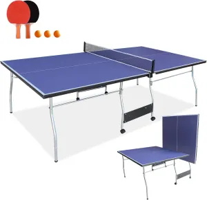 Portable Table Tennis Table, Foldable Ping Pong Game Set for Indoor/Outdoor, Ping Pong Table Top with Net, 2 Paddles and 3 Balls, Playback Mode,10 Minute Quick & Easy Assembly