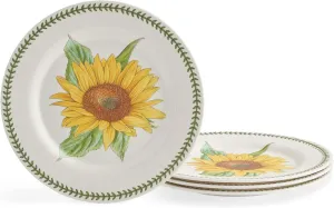 Portmeirion Botanic Garden 11" Dinner Plates (Set of 4) - Sunflower Motif, Durable Melamine & BPA-Free, Dishwasher Safe Dinnerware for Indoor & Outdoor Dining - Stackable Dinner Plates