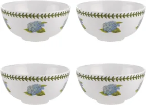 Portmeirion Botanic Garden 6-Inch Serving Bowls (Set of 4) - Hydrangea Motif, BPA-Free Melamine, Dishwasher Safe - Versatile for Soup, Salad, Snacks, Indoor & Outdoor Dining Essentials