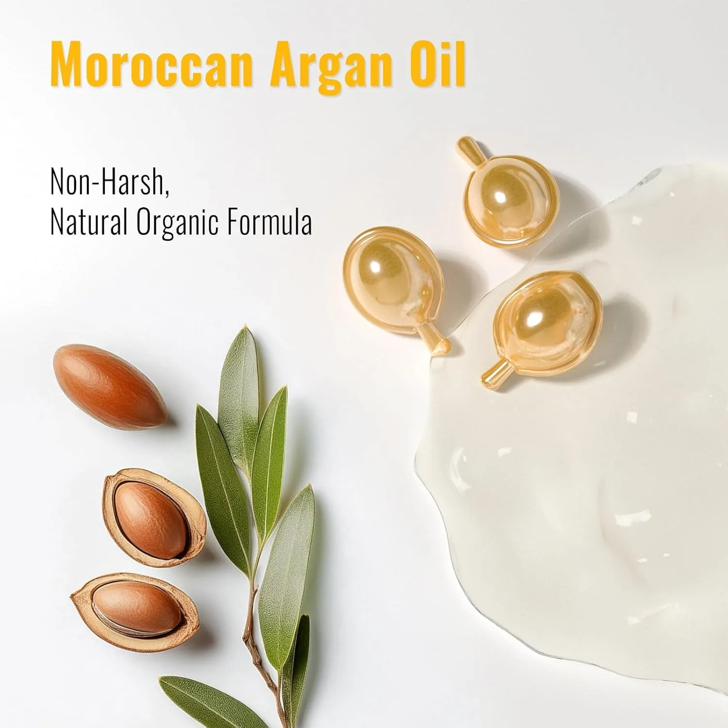 Premium Argan Hair Treatment Serum Capsules, Moroccan Argan oil for Repairing Nourishing Dry Damage Frizzed Hair 30 Capsules