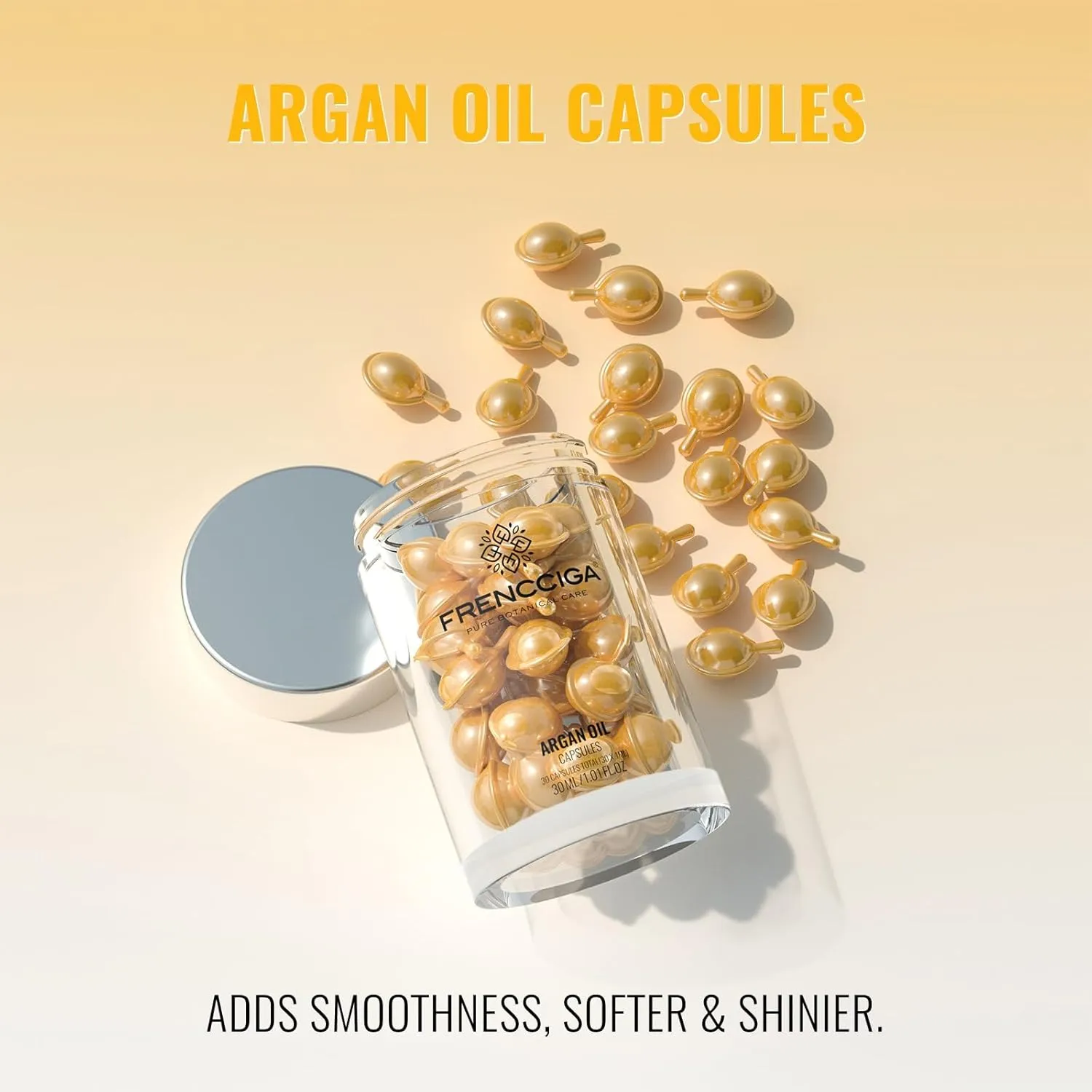 Premium Argan Hair Treatment Serum Capsules, Moroccan Argan oil for Repairing Nourishing Dry Damage Frizzed Hair 30 Capsules