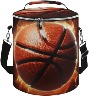 Premium Cooler Bag, Basketball On Fire Print Camping Cooler Bag Camping Gear Adjustable Shoulder Strap Cooler Camping Ice Chest, style