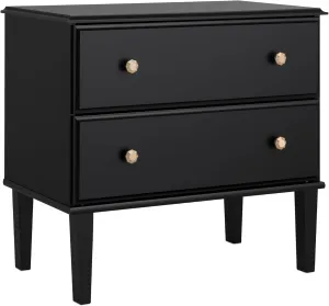 Prepac Lux Nightstand Bedside Table, Black Nightstand for Bedroom, End Table with 2 Drawers 16" D x 27.75" W x 25" H, BDNR-2302-1
