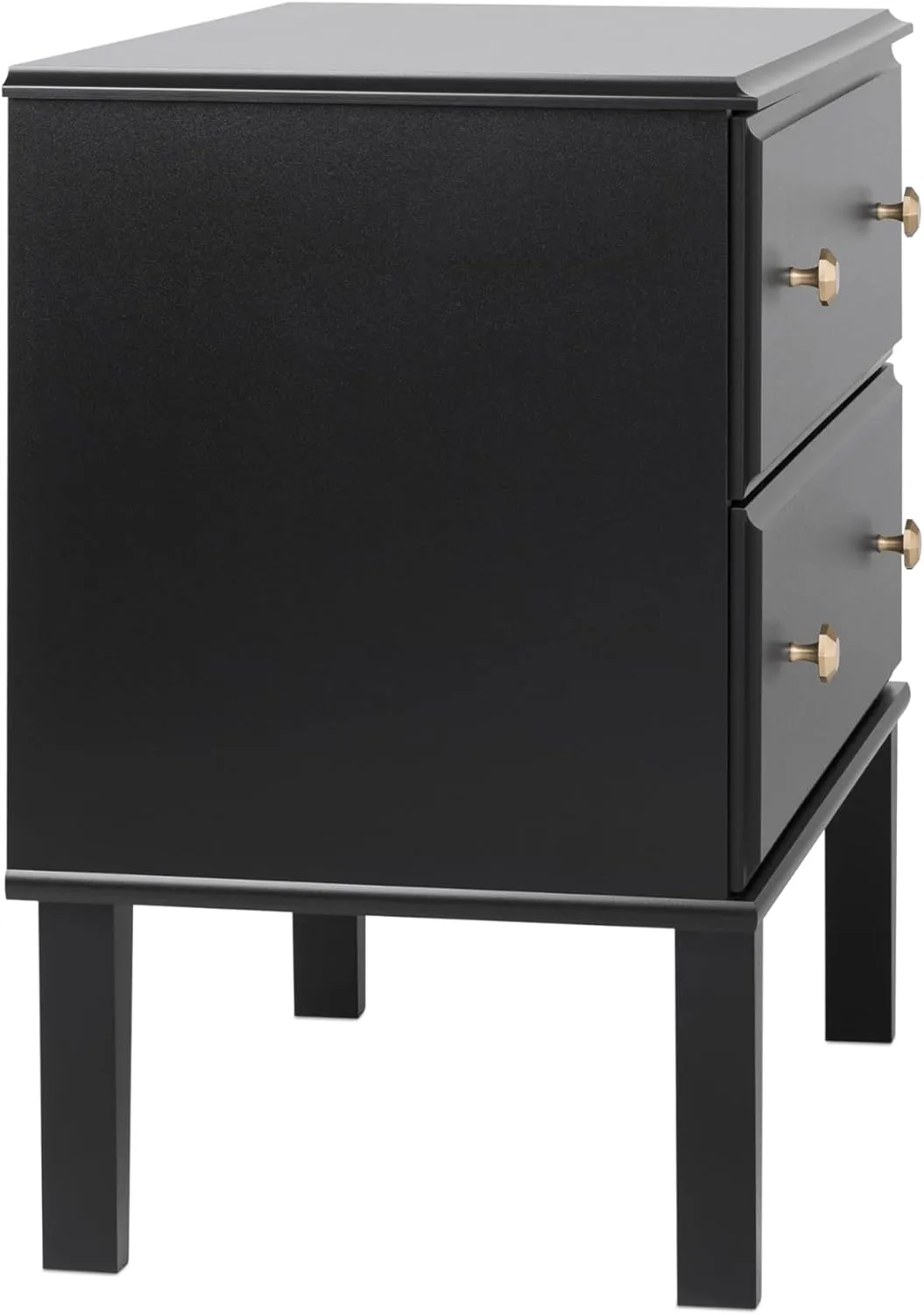 Prepac Lux Nightstand Bedside Table, Black Nightstand for Bedroom, End Table with 2 Drawers 16" D x 27.75" W x 25" H, BDNR-2302-1