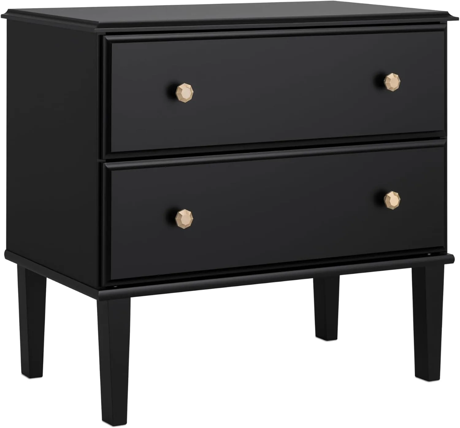 Prepac Lux Nightstand Bedside Table, Black Nightstand for Bedroom, End Table with 2 Drawers 16" D x 27.75" W x 25" H, BDNR-2302-1