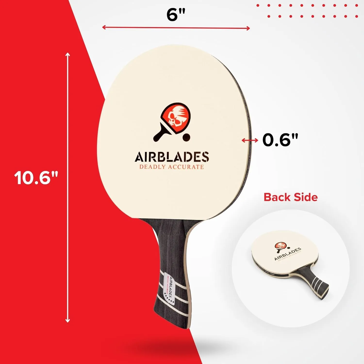 Professional Ping Pong Paddle with Hard Carry Case | Pro Table Tennis Racket | Table Tennis Paddle with Ergonomic Handle | 5 Blades of Wood with Premium Rubber and Sponge by AirBlades