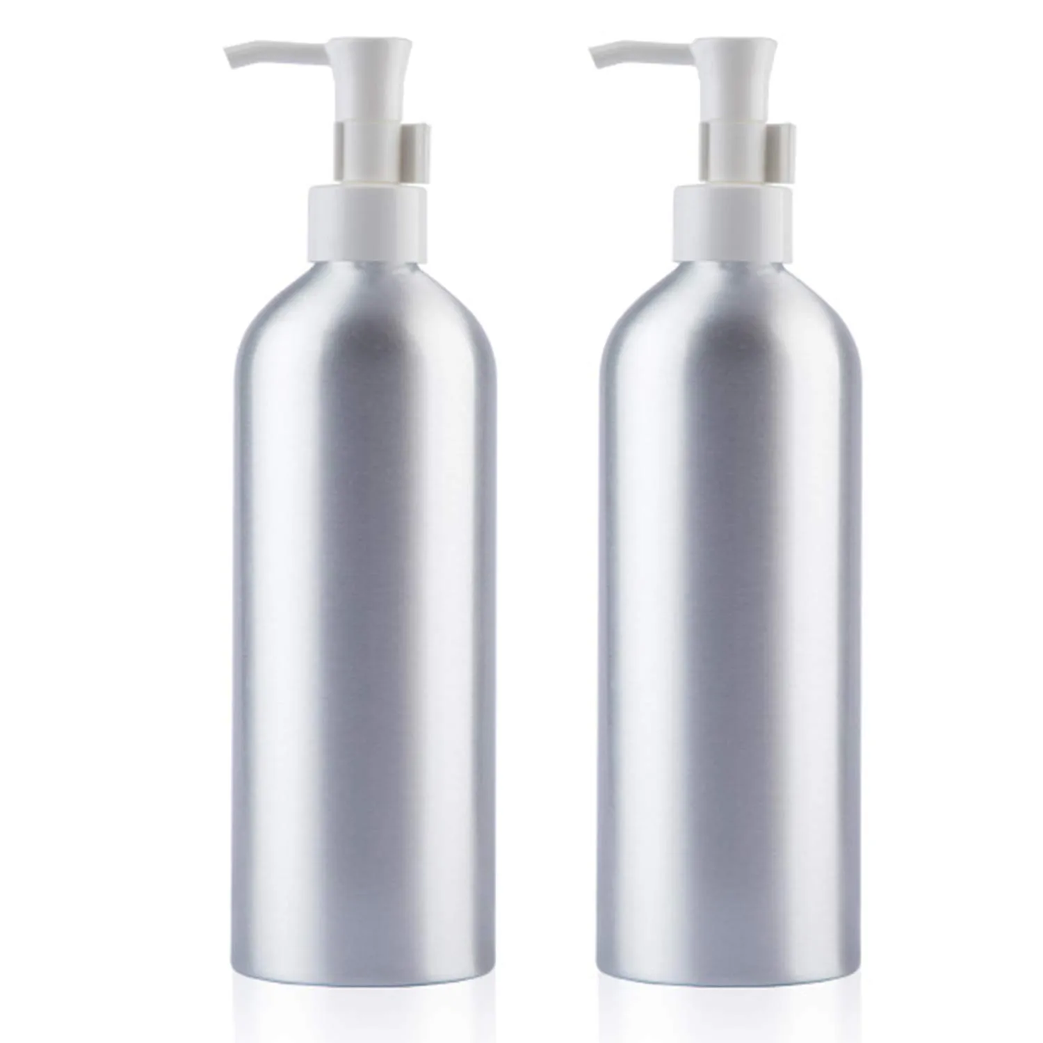 Pump Bottles Aluminum 500ml/16.9oz Metal Lotion Pump Bottle Refillable Soap Dispenser Shampoo Bottle with Lock for Hand Sanitizer Bath Gel Cream (2 Pack)
