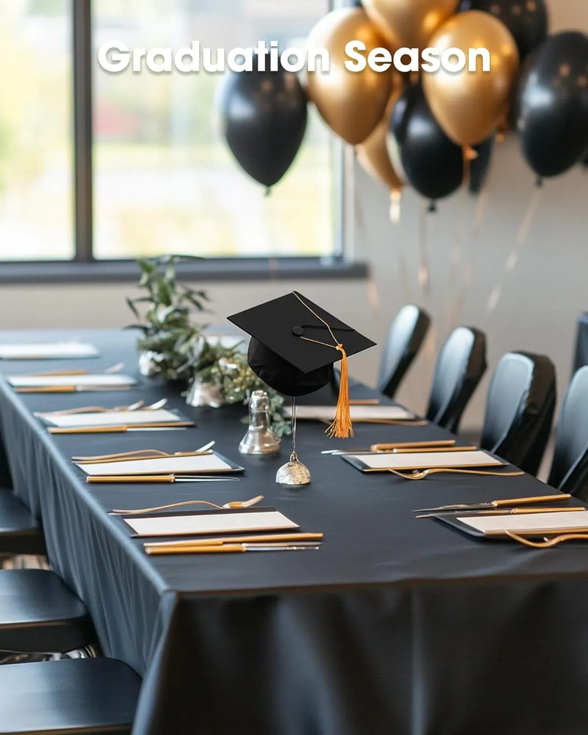 Pureegg Plastic Table Cloth Disposable 20 Pack, 54 x 108 Inch Table Cloths, Graduation Decorations Class of 2025, Graduation Party Tablecloths, Rectangle, Plastic Cover, Leakproof & Sturdy, Black
