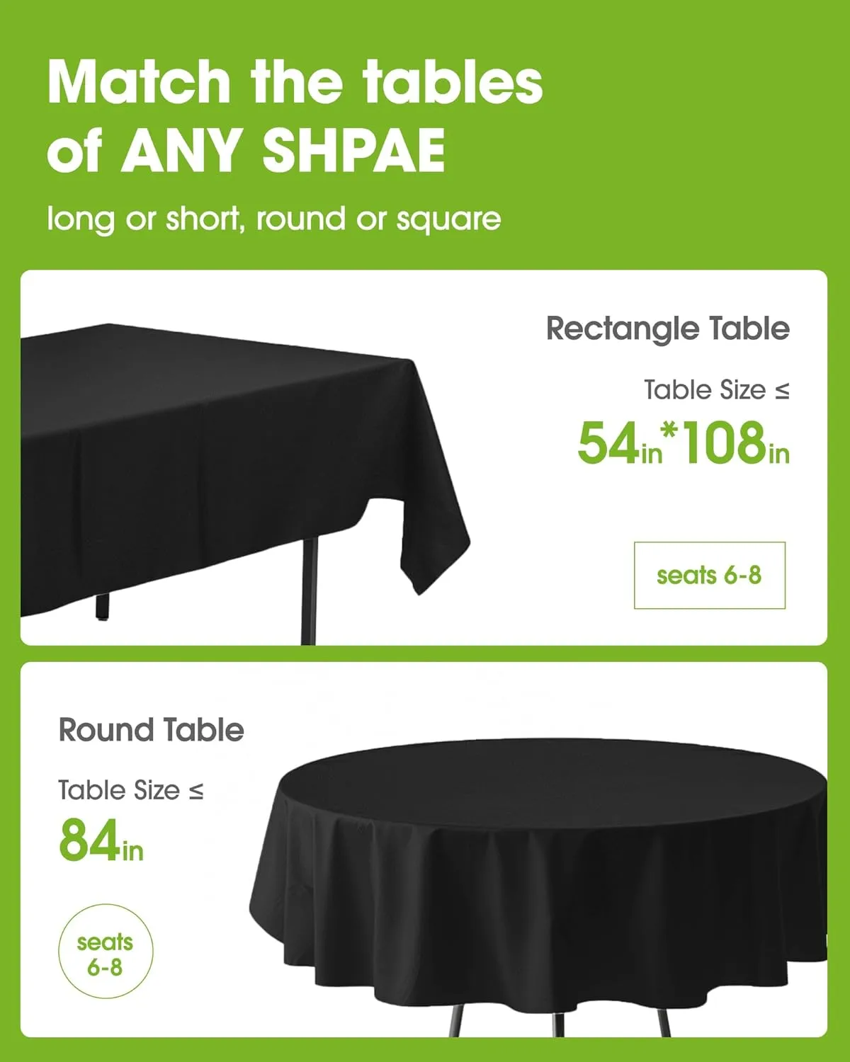 Pureegg Plastic Table Cloth Disposable 20 Pack, 54 x 108 Inch Table Cloths, Graduation Decorations Class of 2025, Graduation Party Tablecloths, Rectangle, Plastic Cover, Leakproof & Sturdy, Black