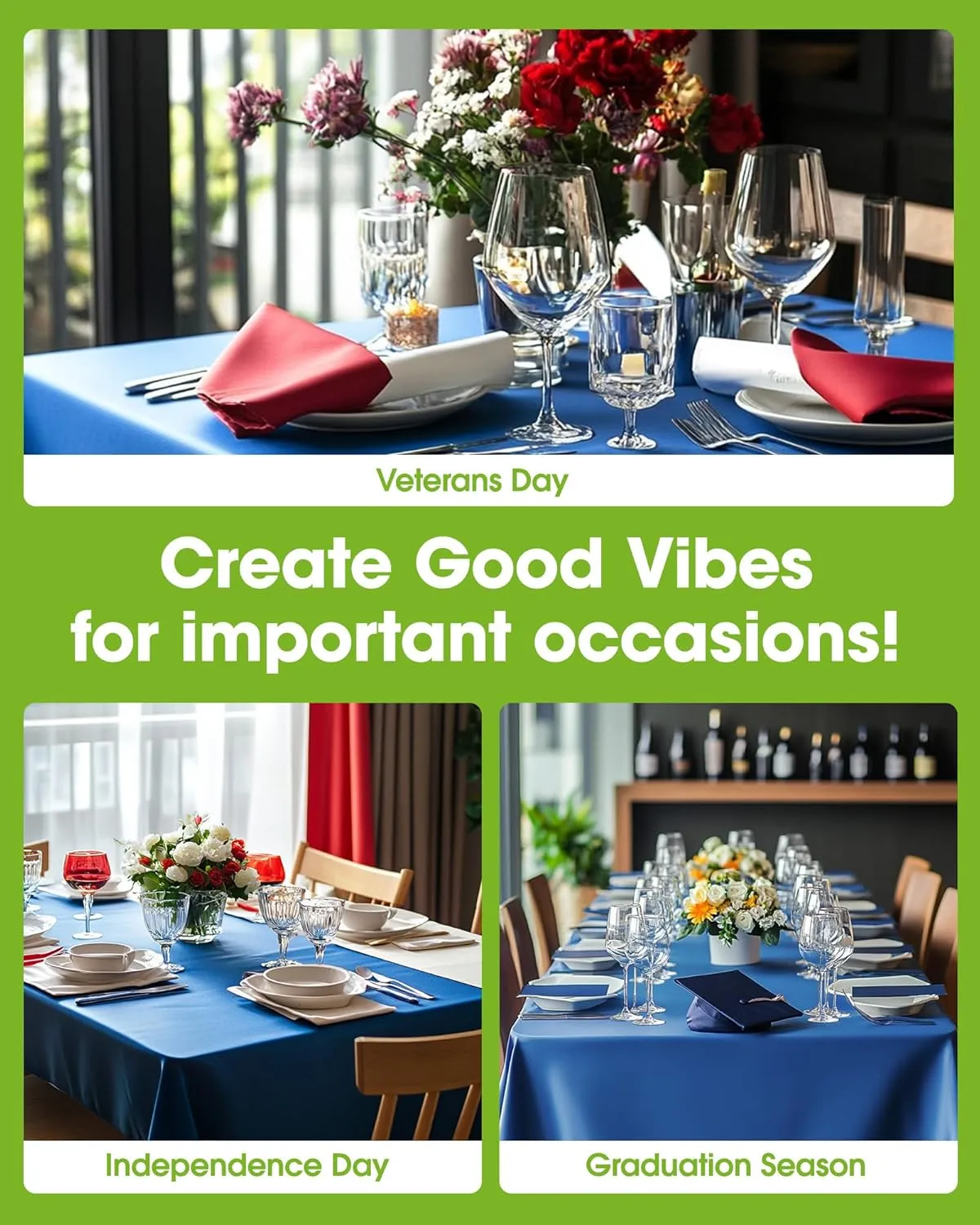 Pureegg Plastic Table Cloth Disposable 20 Pack, 54 x 108 Inch Table Cloths, Graduation Decorations Class of 2025, Graduation Party Tablecloths, Rectangle, Plastic Cover, Leakproof & Sturdy, Blue
