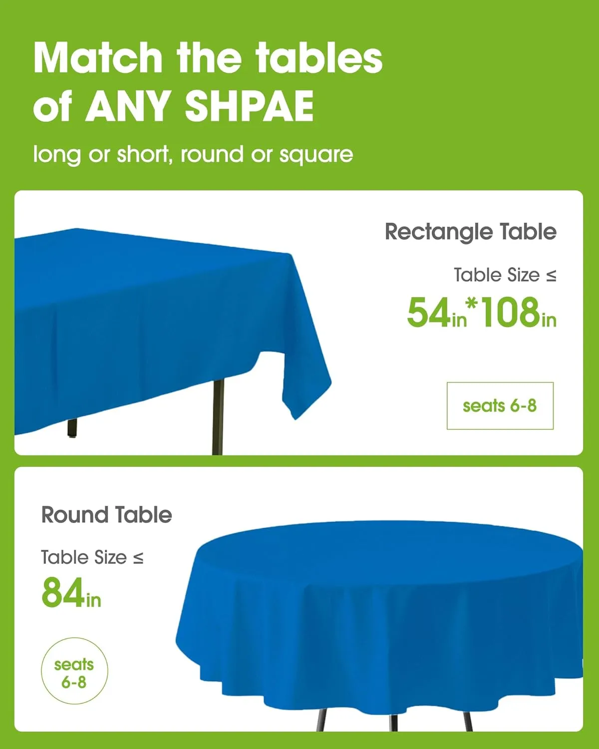 Pureegg Plastic Table Cloth Disposable 20 Pack, 54 x 108 Inch Table Cloths, Graduation Decorations Class of 2025, Graduation Party Tablecloths, Rectangle, Plastic Cover, Leakproof & Sturdy, Blue