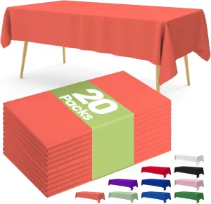 Pureegg Plastic Table Cloth Disposable 20 Pack, 54 x 108 Inch Table Cloths, Halloween Party, Thanksgiving Decorations, Harvest, Fall Tablecloths, Rectangle Tables, Leakproof & Sturdy, Orange