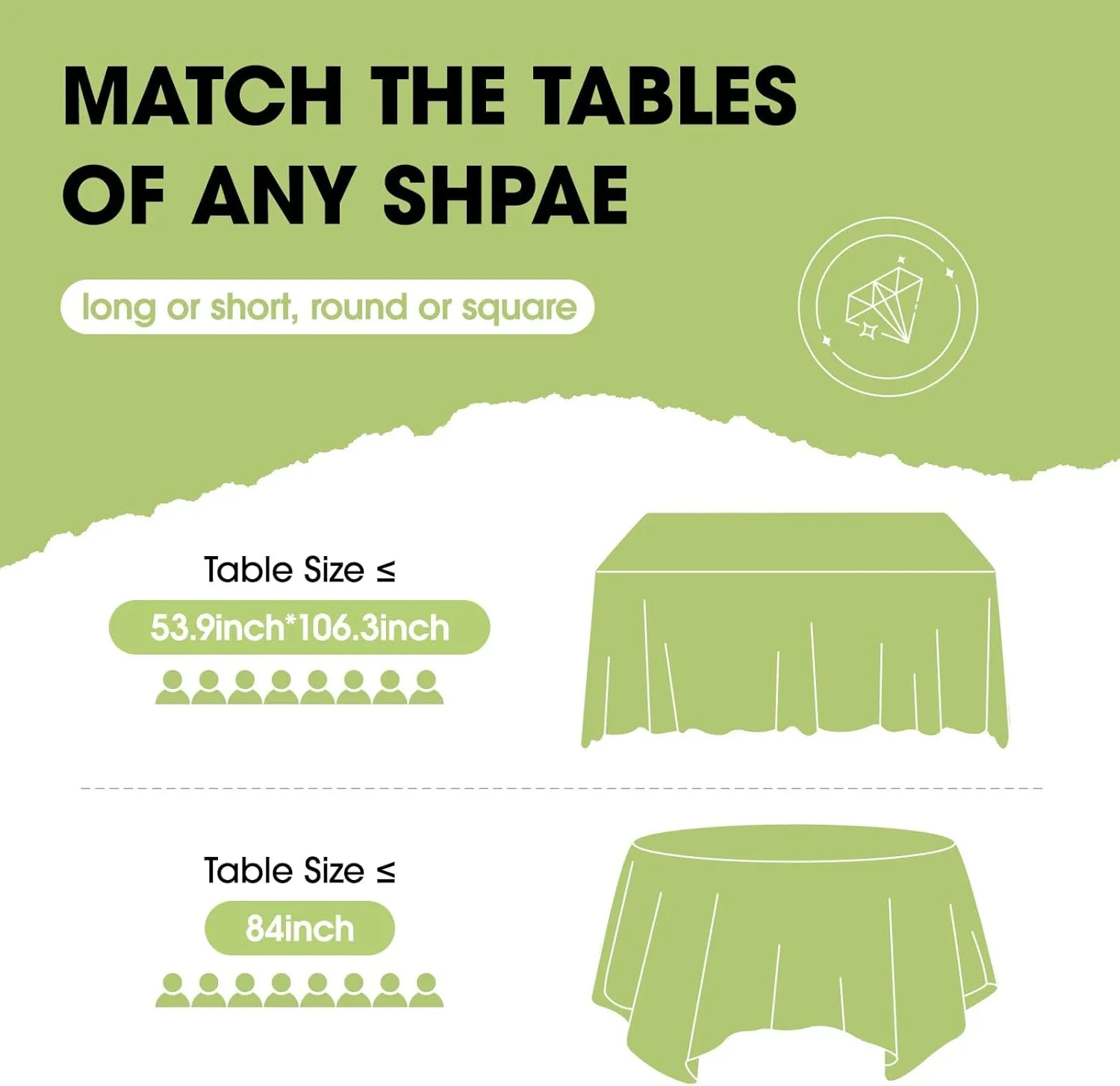 Pureegg Plastic Table Cloth Disposable 20 Pack, 84'' Round Table Cloths, St Patricks Day, Christmas Decorations, Tablecloths, Round, Forest, Emerald, Plastic Cover, Leakproof & Sturdy, Green