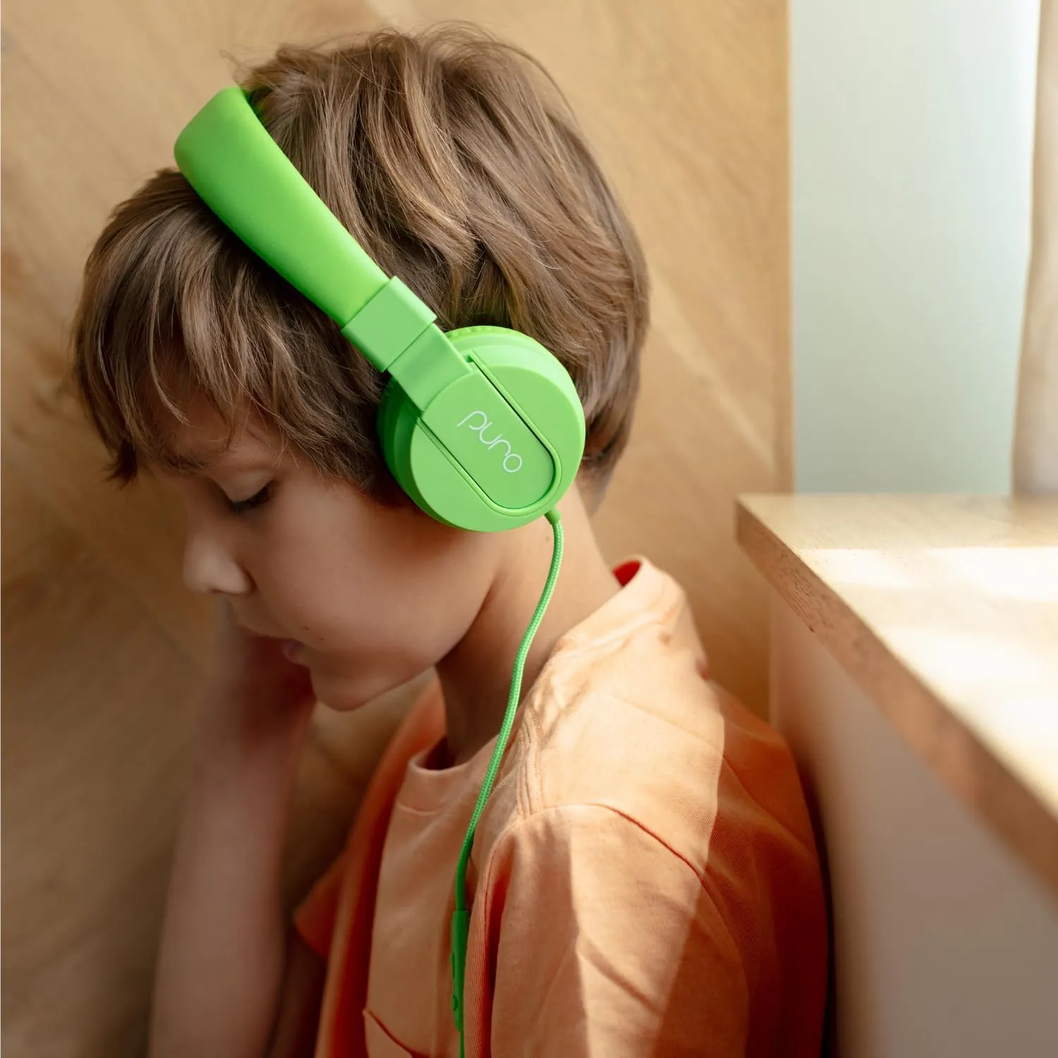 Puro Sound Labs PuroBasic Volume Limiting Wired Headphones for Kids, Foldable & Adjustable Headband w/Microphone, Compatible with Smartphones, Tablets and PC’s – Green