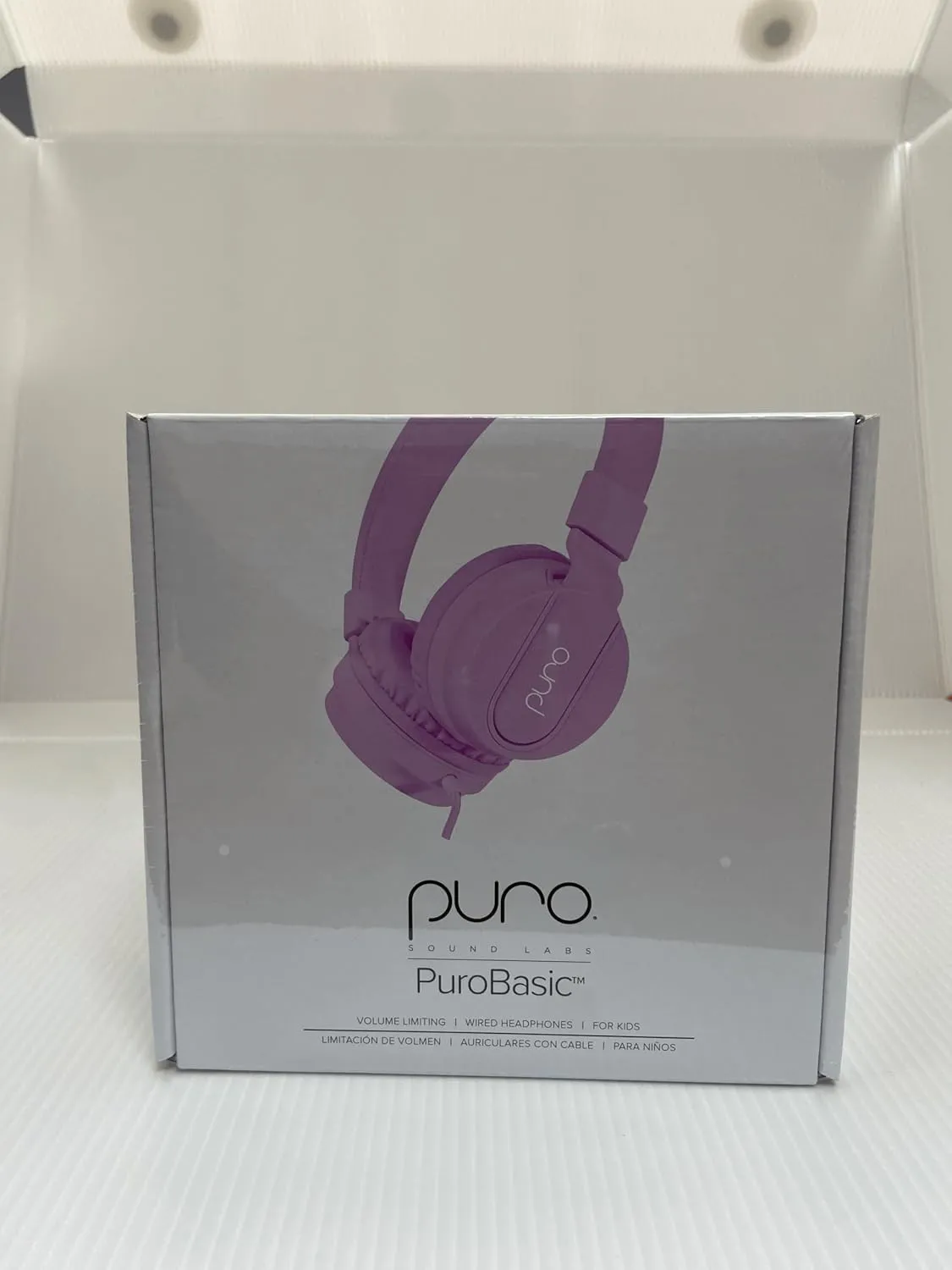 Puro Sound Labs PuroBasic Volume Limiting Wired Headphones for Kids, Foldable & Adjustable Headband w/Microphone, Compatible with Smartphones, Tablets and PC’s – Purple