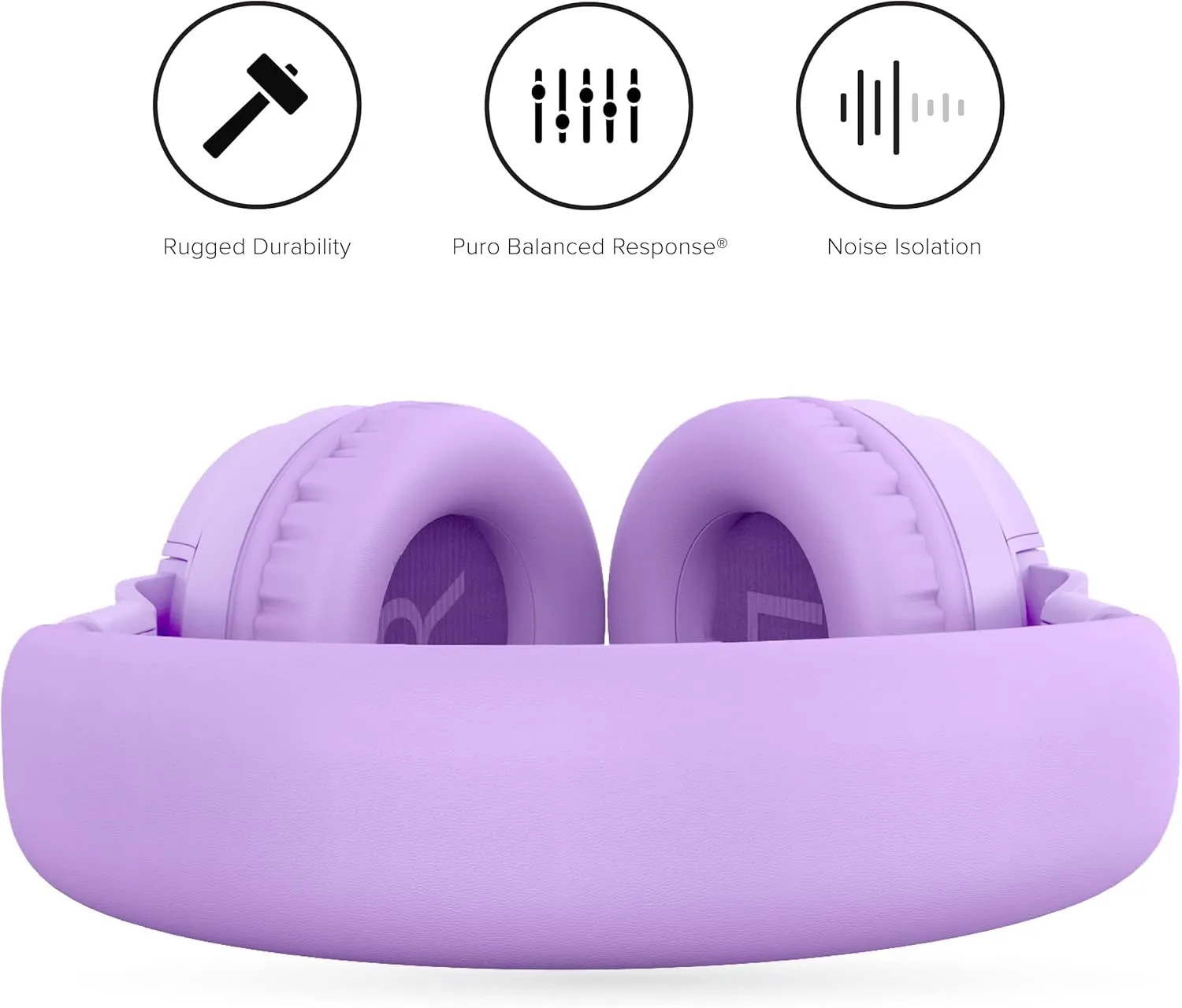 Puro Sound Labs PuroBasic Volume Limiting Wired Headphones for Kids, Foldable & Adjustable Headband w/Microphone, Compatible with Smartphones, Tablets and PC’s – Purple