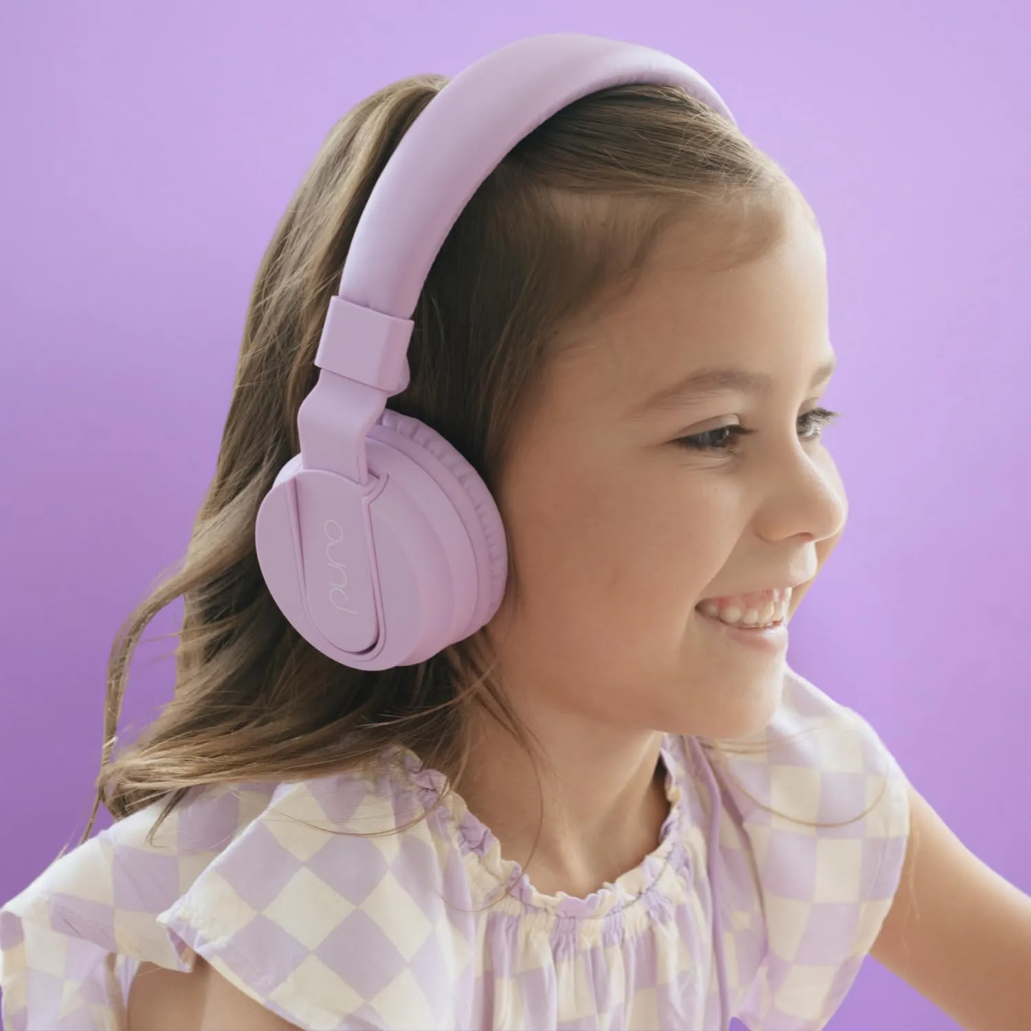 Puro Sound Labs PuroBasic Volume Limiting Wired Headphones for Kids, Foldable & Adjustable Headband w/Microphone, Compatible with Smartphones, Tablets and PC’s – Purple