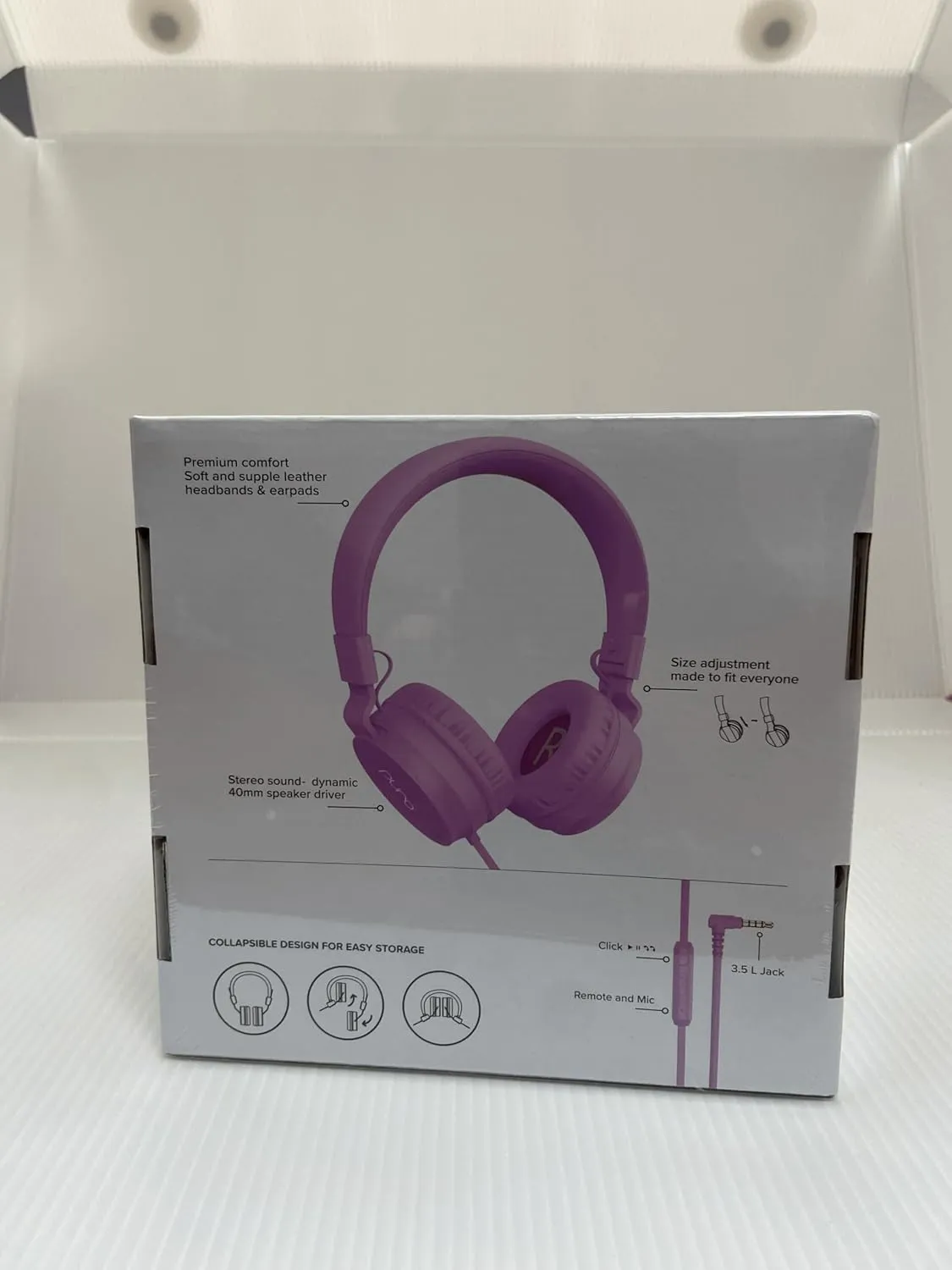 Puro Sound Labs PuroBasic Volume Limiting Wired Headphones for Kids, Foldable & Adjustable Headband w/Microphone, Compatible with Smartphones, Tablets and PC’s – Purple