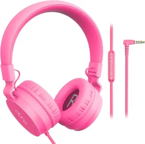 Puro Sound Labs PuroBasic Volume Limiting Wired Headphones for Kids, Foldable & Adjustable w/Microphone, Compatible with Smartphones, Tablets and PC’s