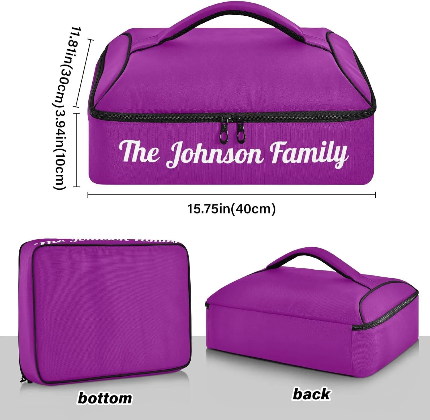 Purple Custom Casserole Carrier Bag for Hot&Cold Food Personalized Insulated Food Dish Bag Tote for Potluck Parties