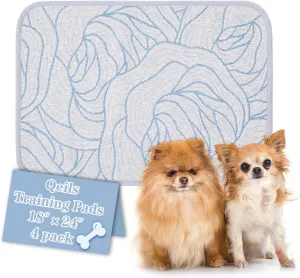 Qeils Pee Pads for Dogs, 4 Pack Reusable Puppy Pads 18"x24" Super Absorbent Leakproof Dog Wee Wee Pads, Anti-Slip Potty Training Pads for Floor, Crate,Couch, Whelping Pads Litter Mat Dog Accesories