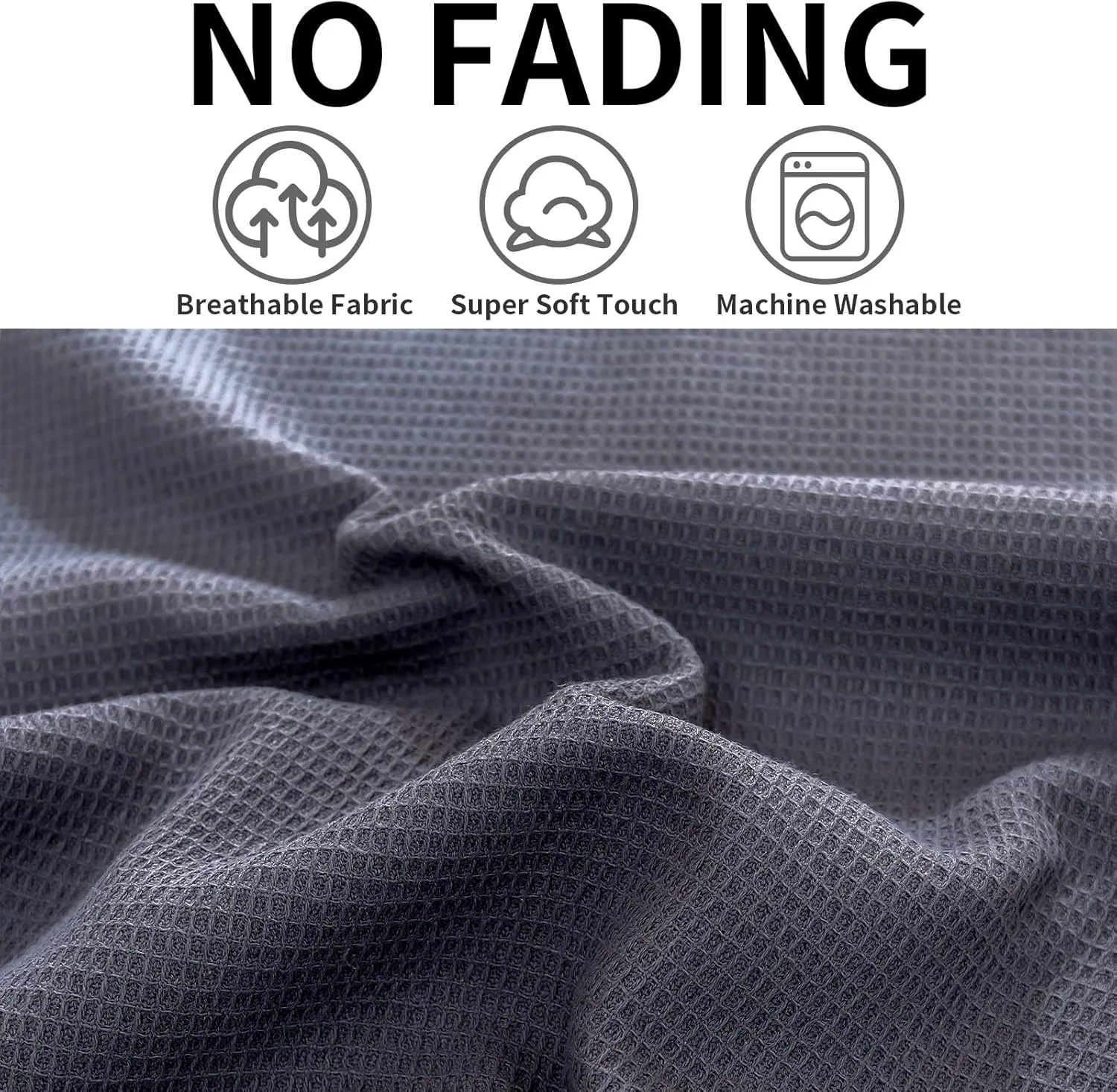 QUILTINA Dish Towels Set,100% Cotton Waffle Weave Kitchen Towels 6 Pack,17 x 25 Inches Dish Towels for Kitchen,Super Absorbent for Drying and Cleaning(Dark Green,Light Grey,Dark Grey)