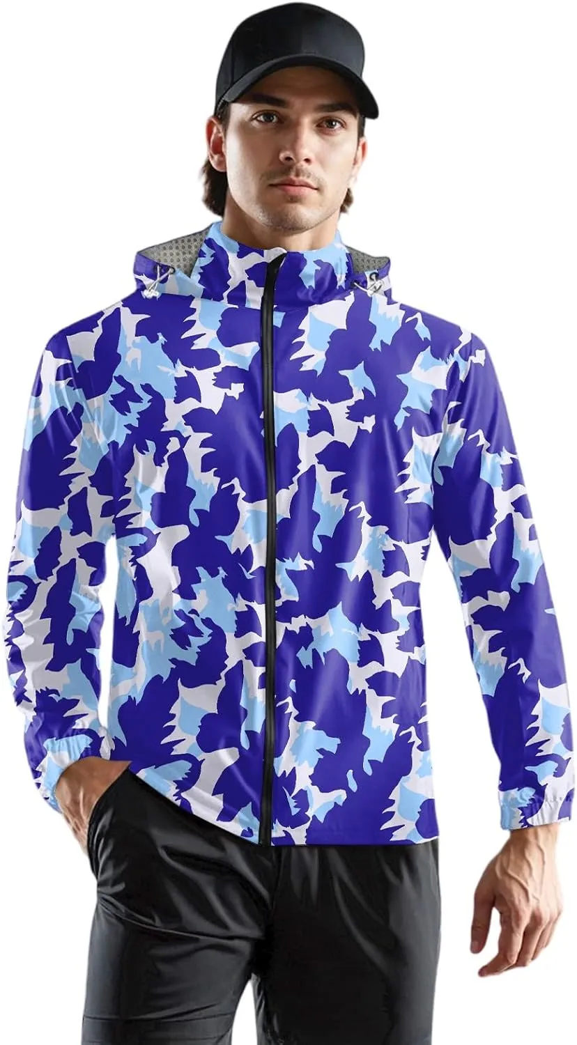 Rain Jacket Men Water Resistant Windbreaker Breathable Raincoats Big and Tall Light Outerwear Outdoor