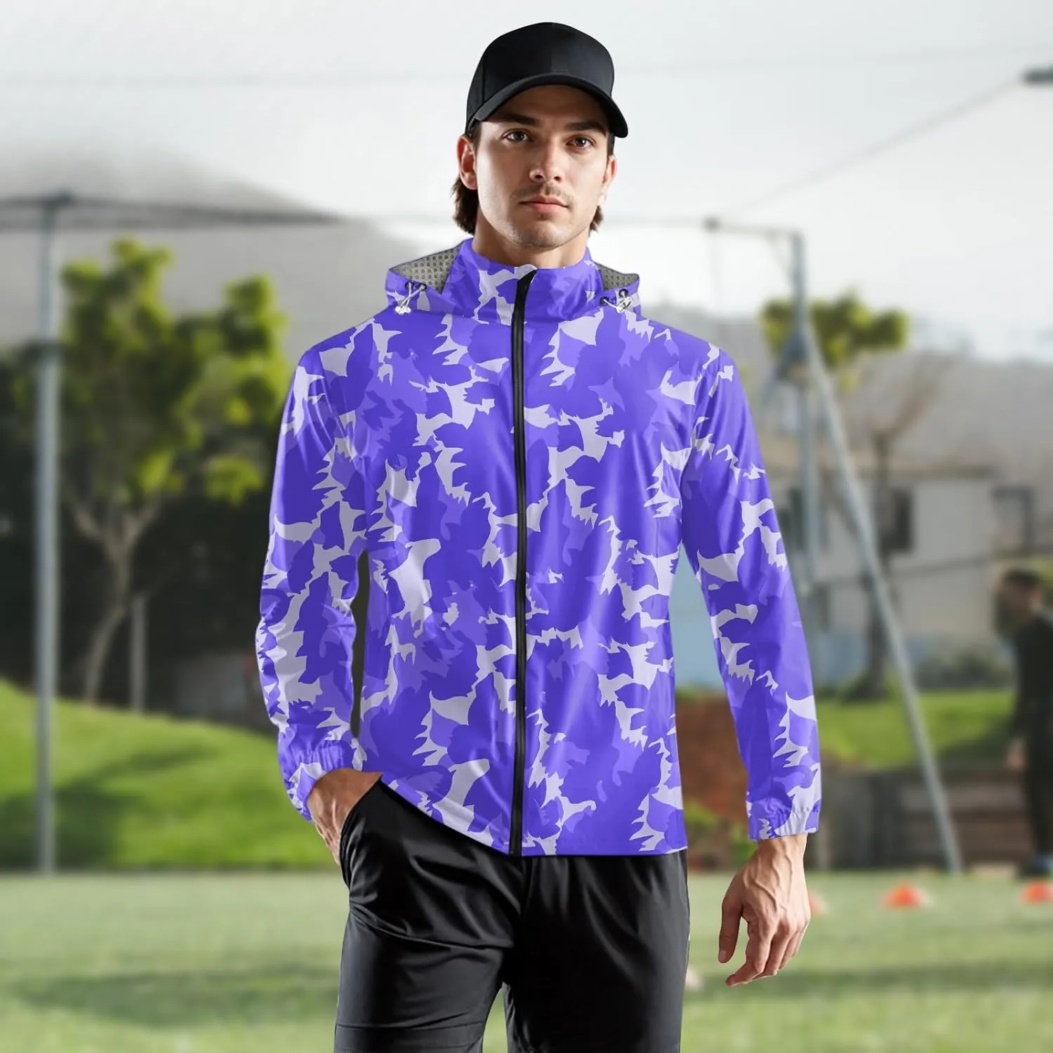Rain Jacket Men Water Resistant Windbreaker Breathable Raincoats Big and Tall Light Outerwear Outdoor