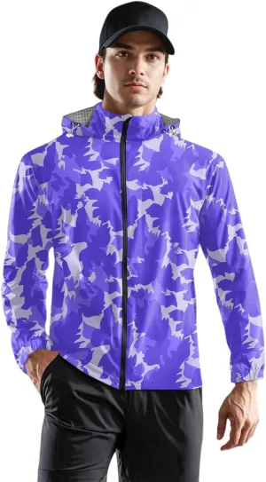 Rain Jacket Men Water Resistant Windbreaker Breathable Raincoats Big and Tall Light Outerwear Outdoor