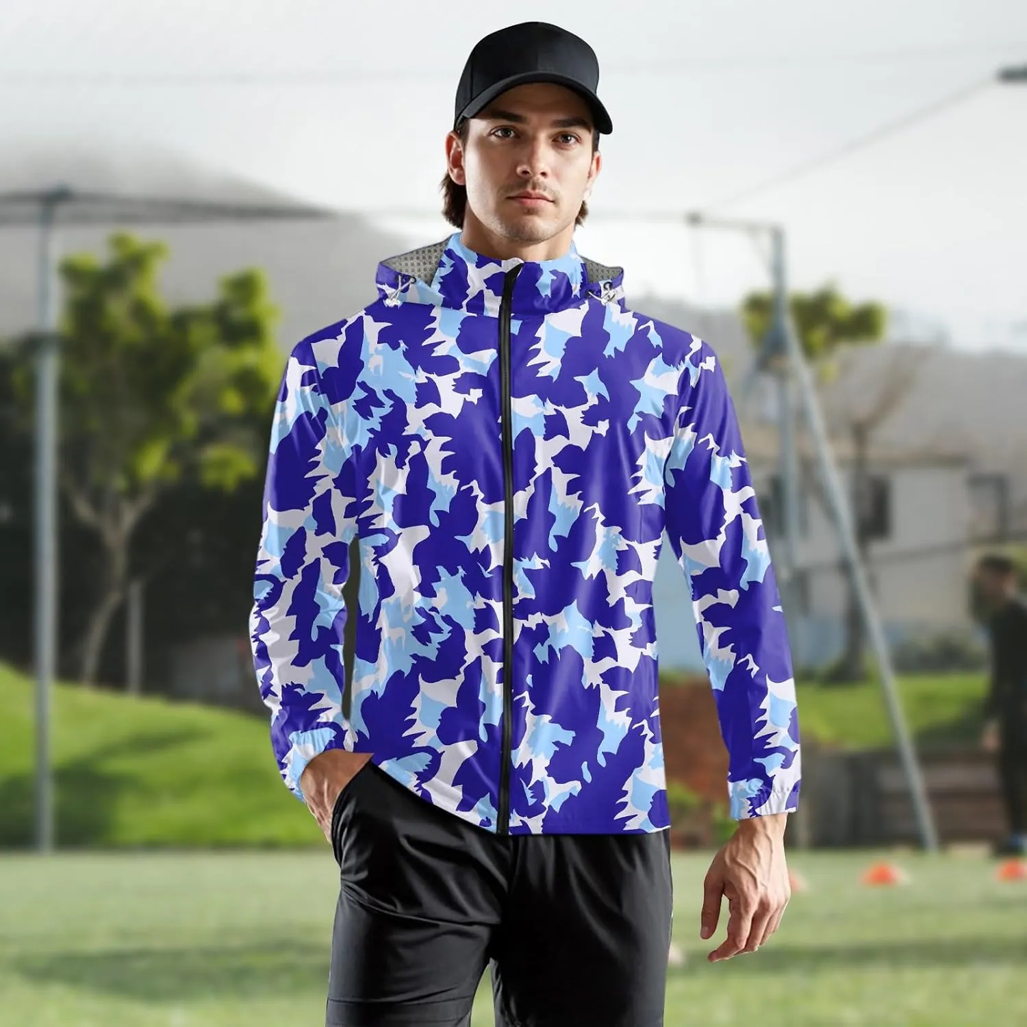 Rain Jacket Men Water Resistant Windbreaker Breathable Raincoats Big and Tall Light Outerwear Outdoor