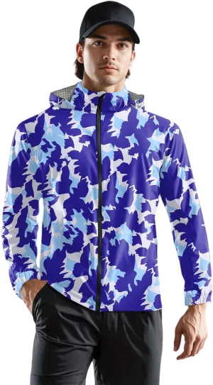 Rain Jacket Men Water Resistant Windbreaker Breathable Raincoats Big and Tall Light Outerwear Outdoor