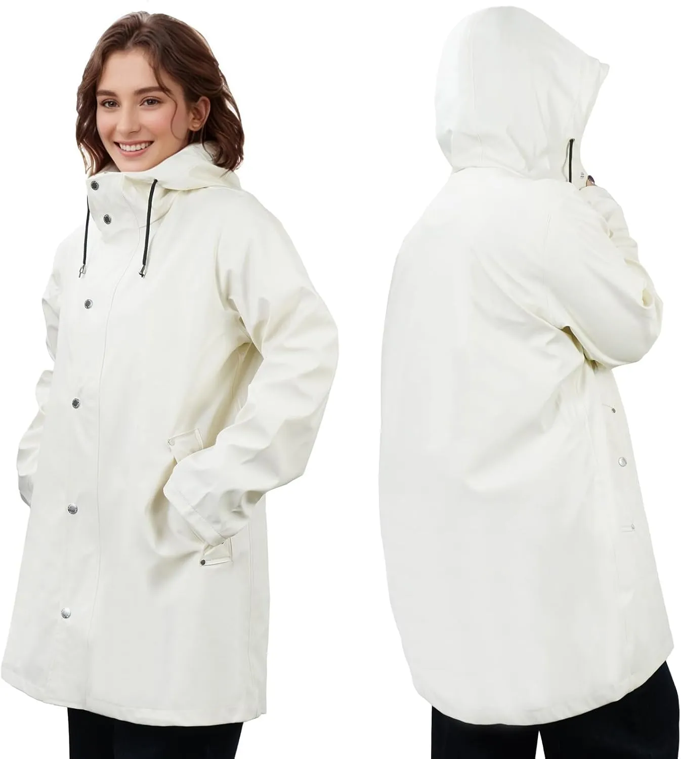 Rain Jackets for Women, Rain Coats Long Hooded Outdoor Waterproof Windbreaker Women's Trench Coat