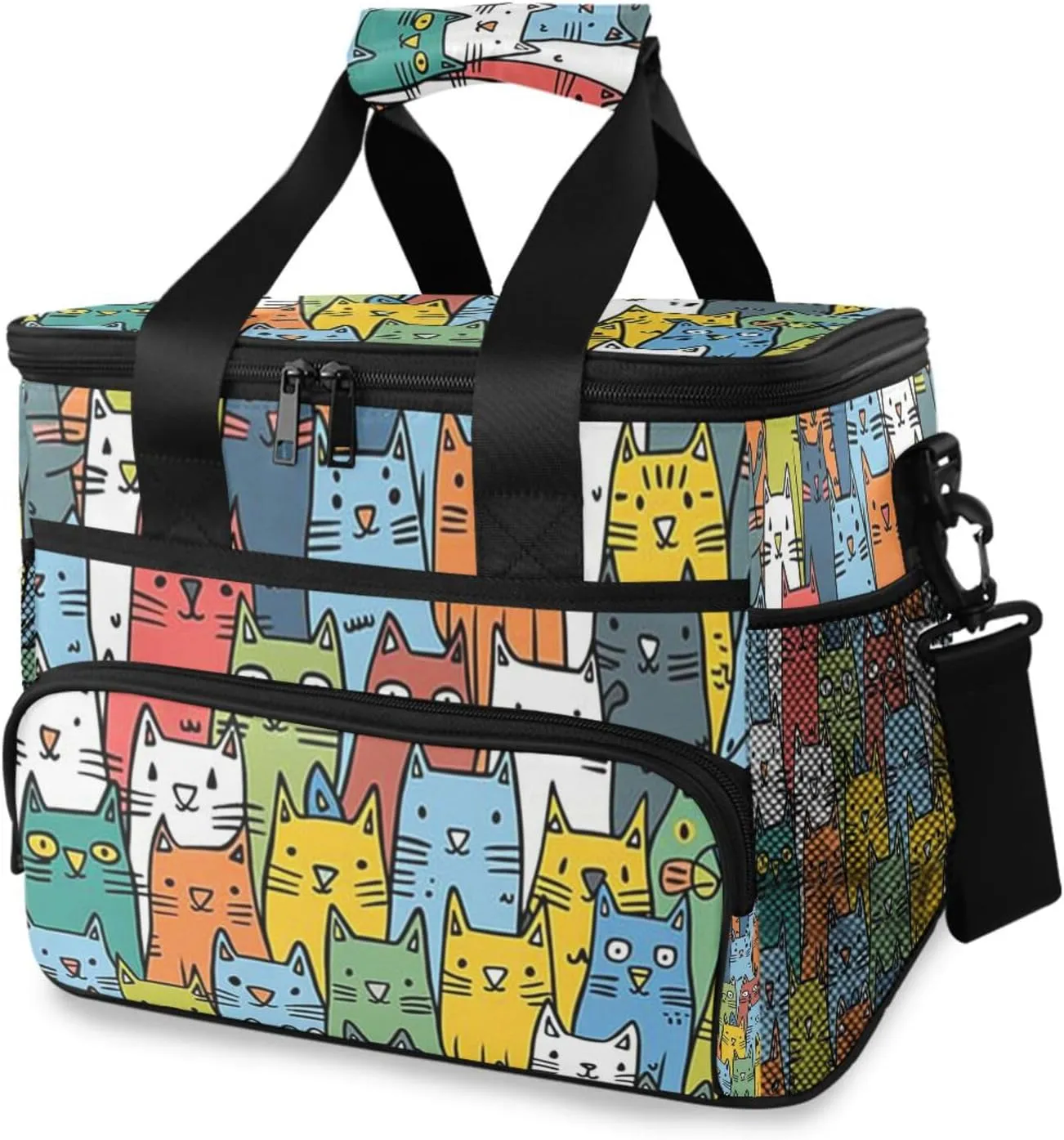 Rainbow Cat Cooler Bag Insulated Cooler Soft Sided Cooler 24 Can Portable Picnic Bag Large Leakproof Lunch Bag Box for Beach Grocery Camping Travel Car Men Women
