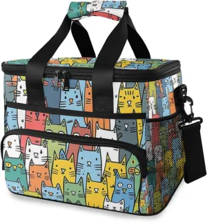 Rainbow Cat Cooler Bag Insulated Cooler Soft Sided Cooler 24 Can Portable Picnic Bag Large Leakproof Lunch Bag Box for Beach Grocery Camping Travel Car Men Women