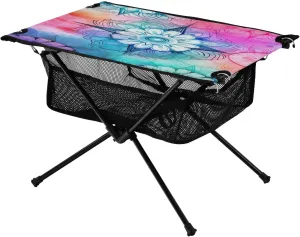 Rainbow Mandalas Portable Folding Camping Table, Compact Lightweight Beach Table with Carrying Bag for Outdoor Picnics, BBQs, Camp