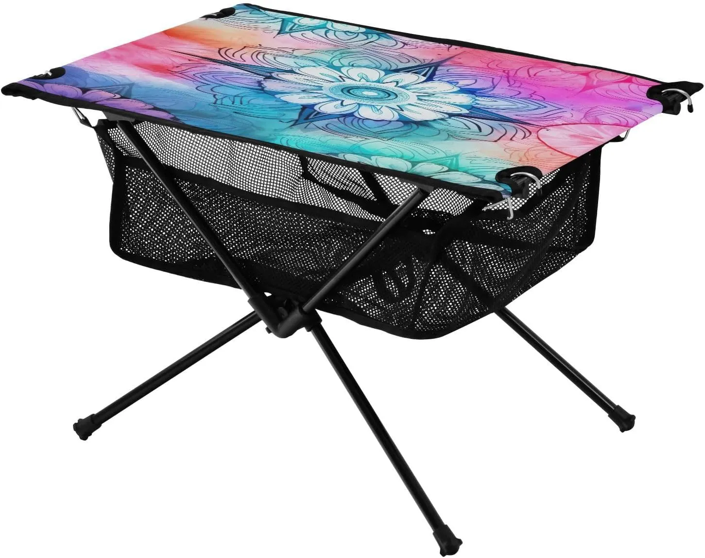 Rainbow Mandalas Portable Folding Camping Table, Compact Lightweight Beach Table with Carrying Bag for Outdoor Picnics, BBQs, Camp