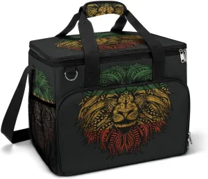 Rasta Lion Roots Rock Reggae Cooler Bag, Collapsible Soft Sided Cooler, Large Leakproof Camping Cooler, Portable Travel Cooler for Camping, Road Trips