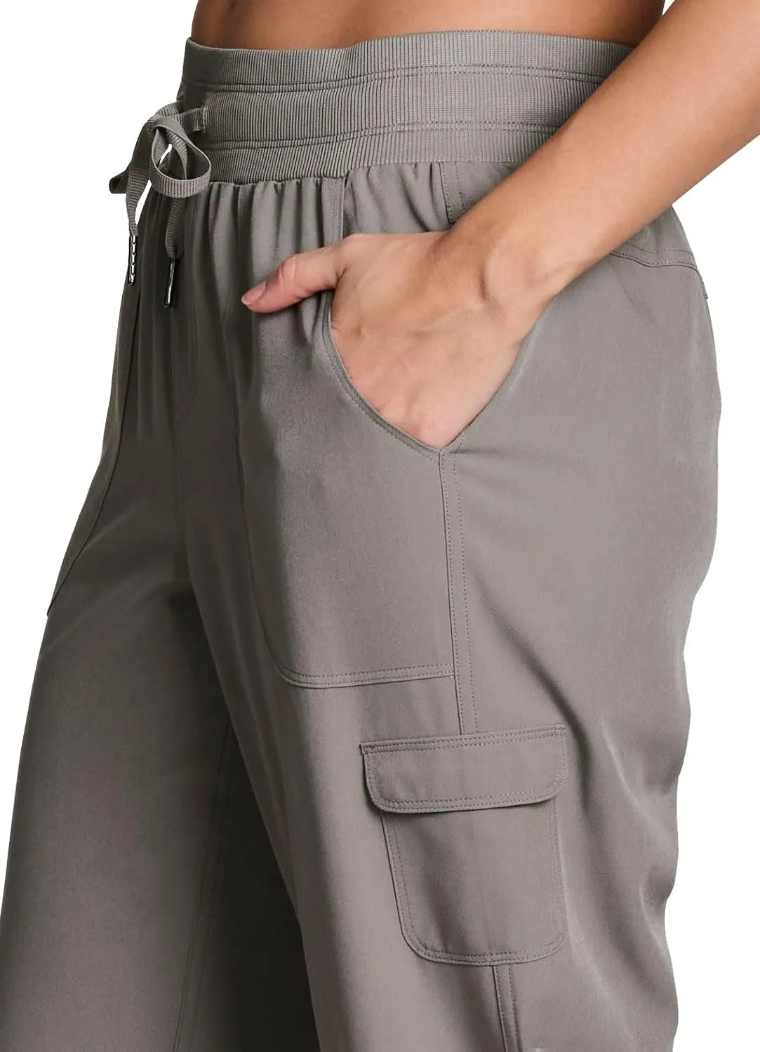 RBX Active Women's Cargo Capri Pant with Pockets Fashion Lightweight Woven with Drawstring