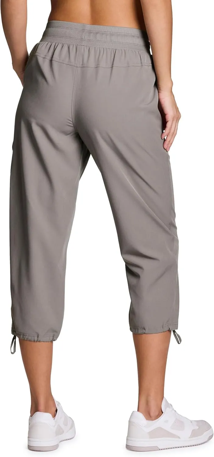 RBX Active Women's Cargo Capri Pant with Pockets Fashion Lightweight Woven with Drawstring