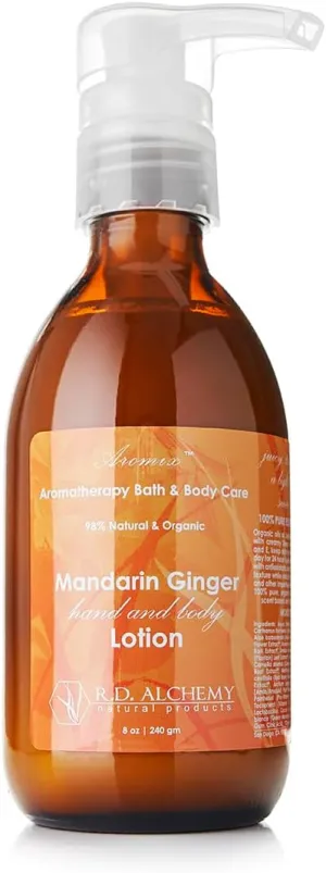 RD Alchemy - 98% Natural & Organic Mandarin Ginger Hand and Body Lotion - Sweet and warm scent to Relax and Ground while Hydrating and Soothing Skin