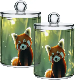 Red Panda Watching Translucent Plastic Storage Jar with Lid - Lightweight and Waterproof Jar for Bathroom and Dressing Table Organization