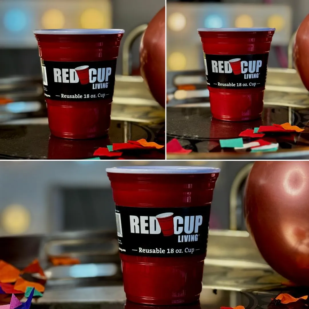 Red Party Cup Glass Tumbler 18Oz | Unbreakable Cups Ideal for Adults| Reusable Drinking Supplies Birthday, Anniversary, Easter Gifts Cup Travel Outdoors | Durable Insulated Big Grip - Pack of 2