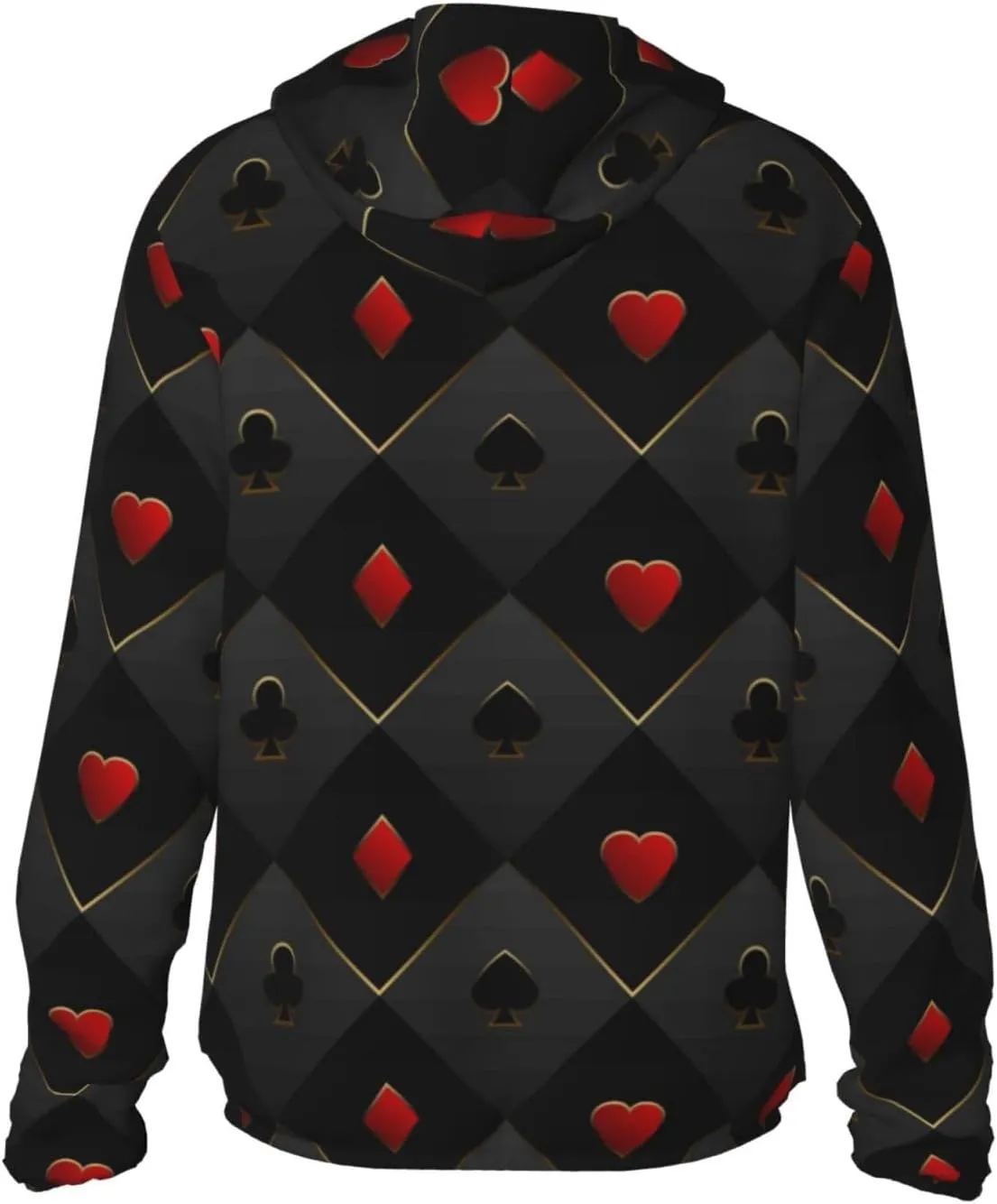 Red Poker Men Women Full Zip Sun Protection Hoodie Packable Outdoor Hiking -