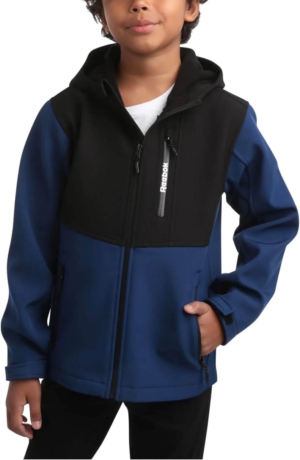 Reebok Boys' Jacket - Lightweight Polar Fleece Lined Softshell Jacket with Hood - Weather Resistant Jacket for Boys (8-20)