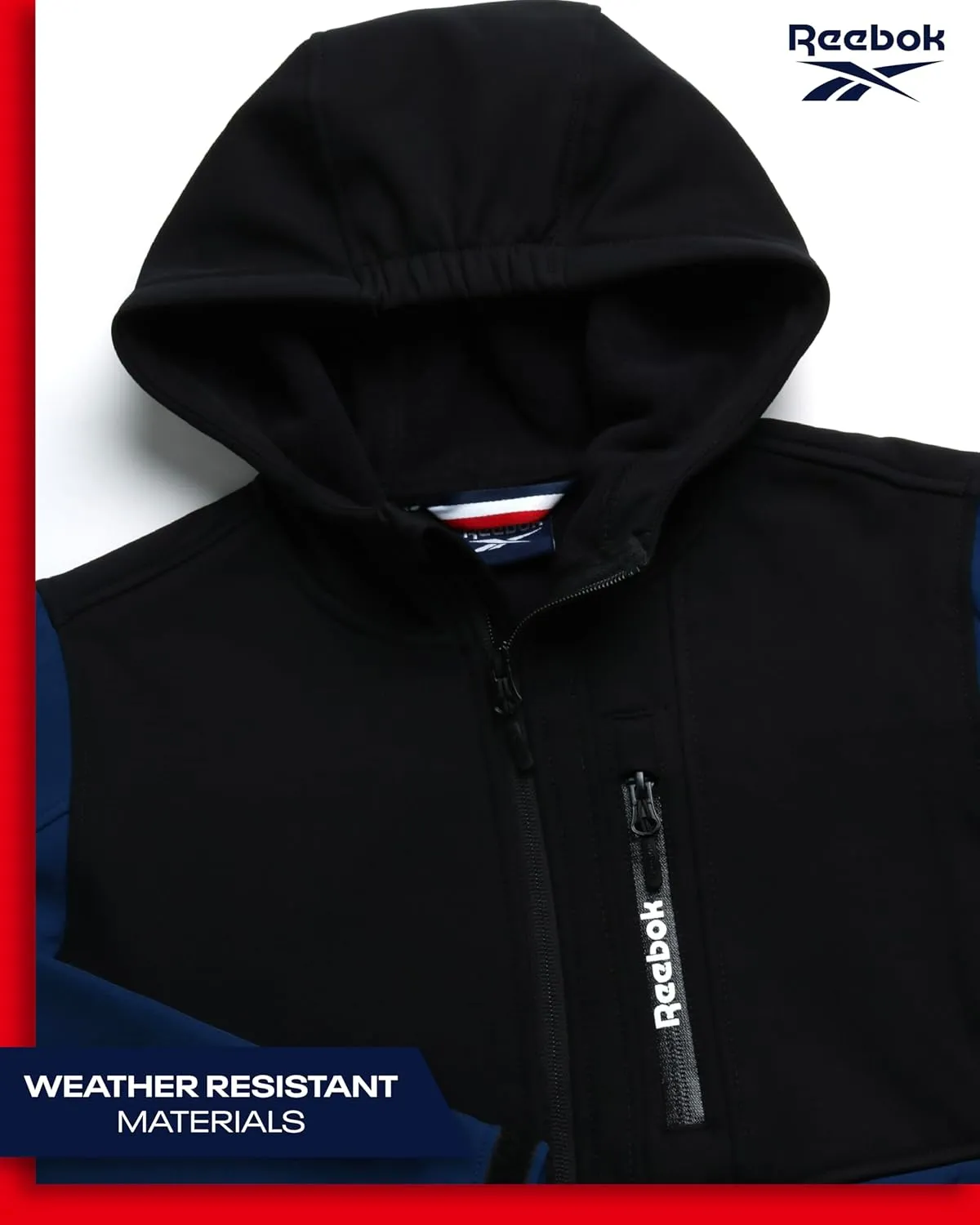 Reebok Boys' Jacket - Lightweight Polar Fleece Lined Softshell Jacket with Hood - Weather Resistant Jacket for Boys (8-20)