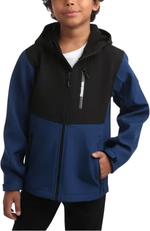 Reebok Boys' Jacket - Lightweight Polar Fleece Lined Softshell Jacket with Hood - Weather Resistant Jacket for Boys (8-20)