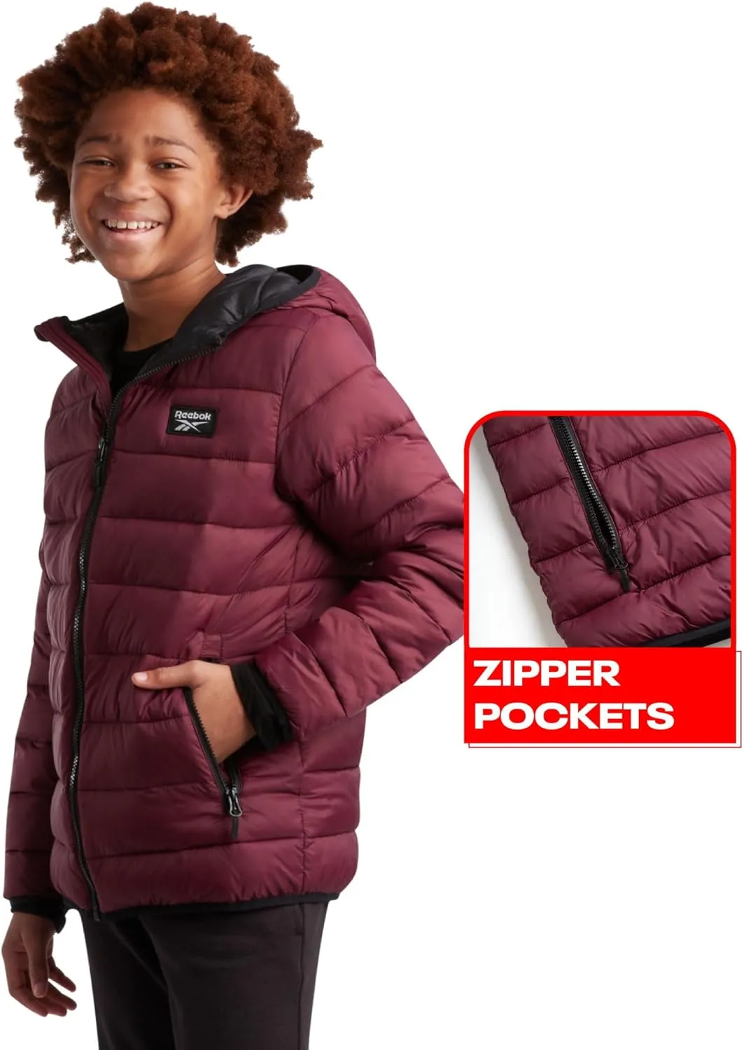 Reebok Boys' Jacket - Water Resistant Midweight Quilted Puffer Coat - Insulated Outerwear Down Coat for Boys (4-20)