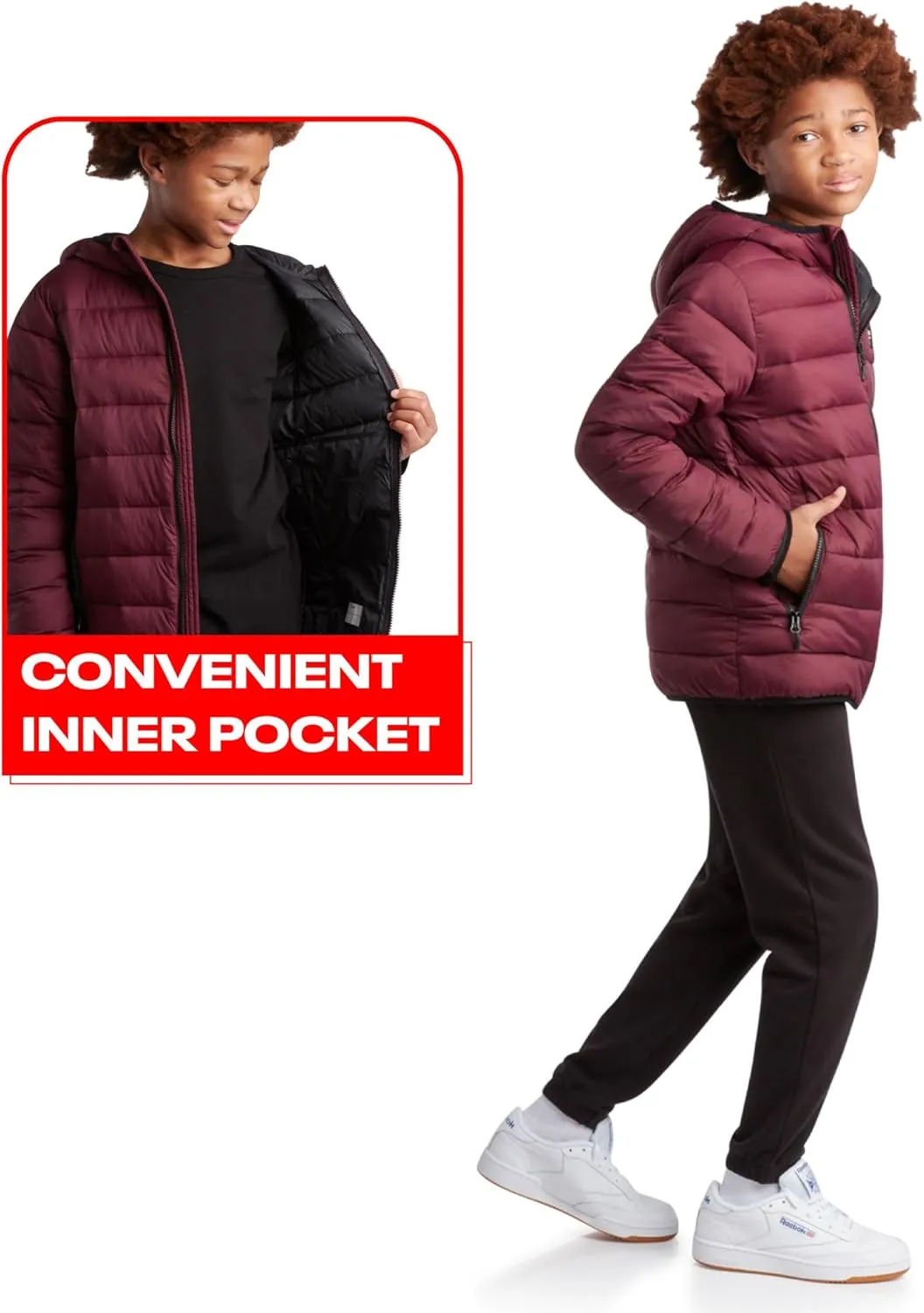 Reebok Boys' Jacket - Water Resistant Midweight Quilted Puffer Coat - Insulated Outerwear Down Coat for Boys (4-20)